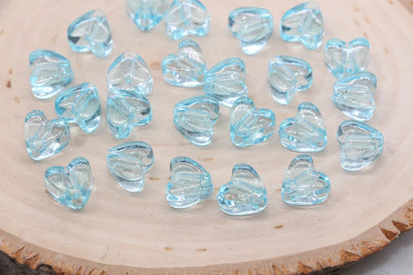 Transparent Acrylic Heart Beads, Plastic Heart Shape Beads, Vertical Hole Hearts #2845