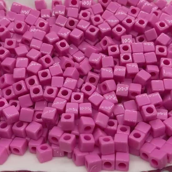 Barbie Pink Cube Beads, Acrylic Cube Square Beads, Acrylic Spacer Beads, Barbie Pink Cube Beads, Acrylic Blank Cube Beads, Size 7mm #2475