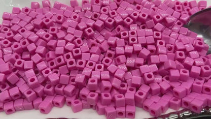 Barbie Pink Cube Beads, Acrylic Cube Square Beads, Acrylic Spacer Beads, Barbie Pink Cube Beads, Acrylic Blank Cube Beads, Size 7mm #2475