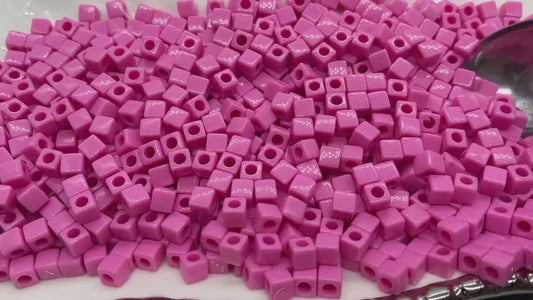 Barbie Pink Cube Beads, Acrylic Cube Square Beads, Acrylic Spacer Beads, Barbie Pink Cube Beads, Acrylic Blank Cube Beads, Size 7mm #2475
