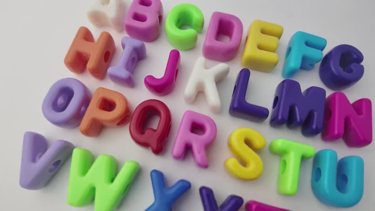 Large Letter Beads A-Z, Chunky Alphabet Beads, Individual Initial Beads with Large Hole, DIY Craft Supplies