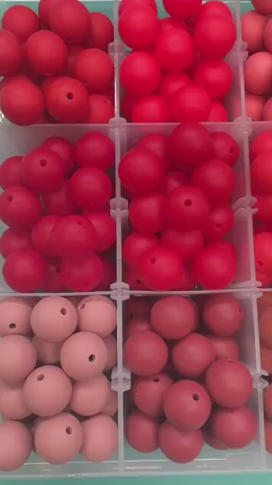15mm Red Silicone Beads for Bracelets, Soft Round DIY Jewelry Beads, Keychain Craft Supplies,