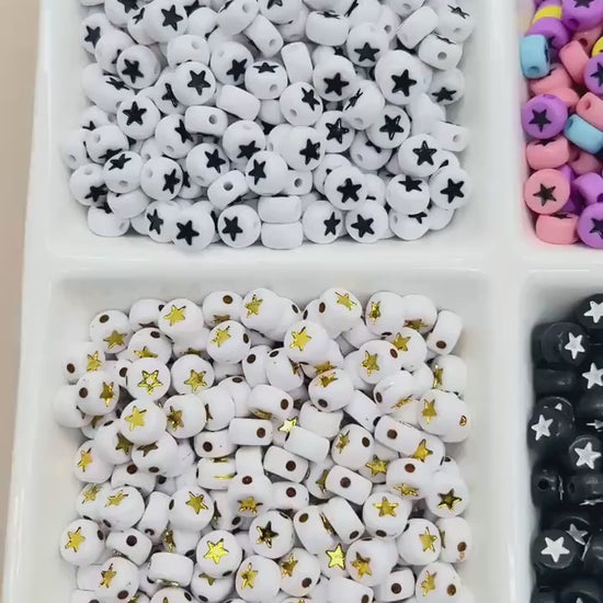 Acrylic Star Beads, 7mm Plastic Star Beads for Crafting, Bright Colors & Fun Designs, DIY Jewelry Supplies