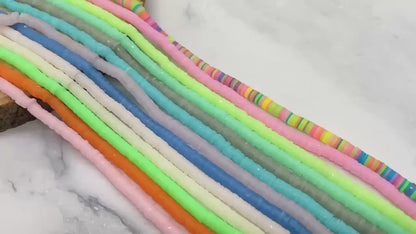 6mm Heishi Beads, Jelly Look Polymer Clay Disc Beads for Jewelry Making, African Disc Beads, Boho Craft Supplies
