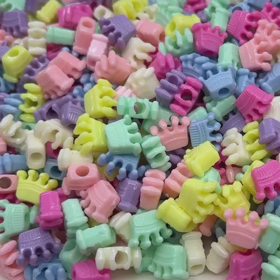 Multicolored Crown Beads, Acrylic Crown Beads, Rainbow Crown Beads, Plastic Crown Shape Beads, Size 7mm #2476