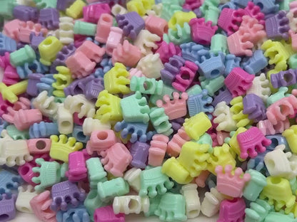 Multicolored Crown Beads, Acrylic Crown Beads, Rainbow Crown Beads, Plastic Crown Shape Beads, Size 7mm #2476