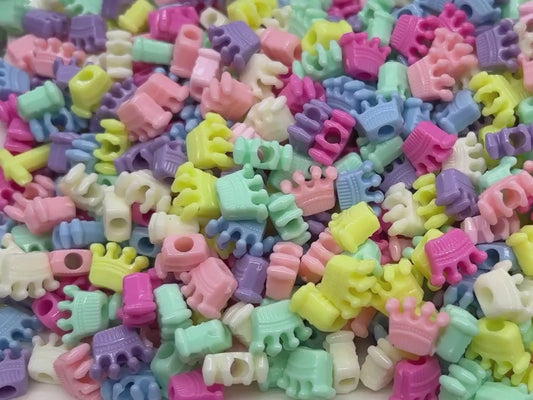 Multicolored Crown Beads, Acrylic Crown Beads, Rainbow Crown Beads, Plastic Crown Shape Beads, Size 7mm #2476