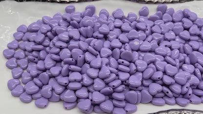 Purple Heart Beads, Purple Acrylic Heart Beads, Chunky Purple Heart Beads, Plastic Heart Shape Beads, Vertical Hole Hearts #2485