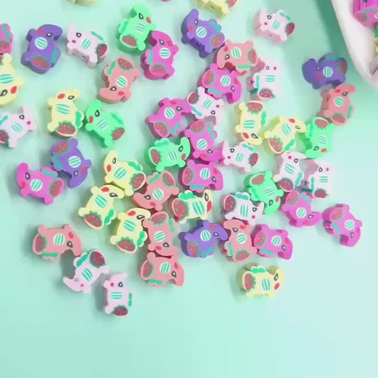 Elephant Polymer Clay Beads, Colorful Animal Jewelry Charms, Cute DIY Beading Supplies for Bracelets Necklaces #922