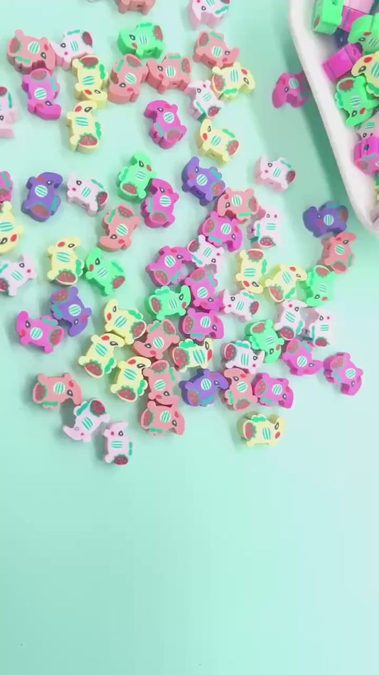 Elephant Polymer Clay Beads, Colorful Animal Jewelry Charms, Cute DIY Beading Supplies for Bracelets Necklaces #922