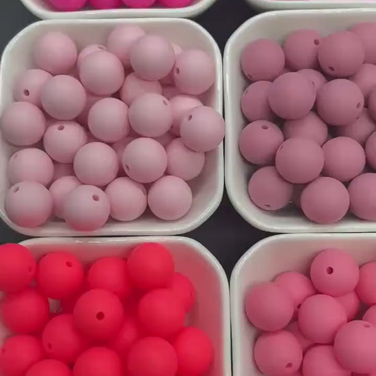15mm Pink Silicone Beads for Bracelets, Soft Round DIY Jewelry Beads, Keychain Craft Supplies, Pastel Beads for Kids & Adults