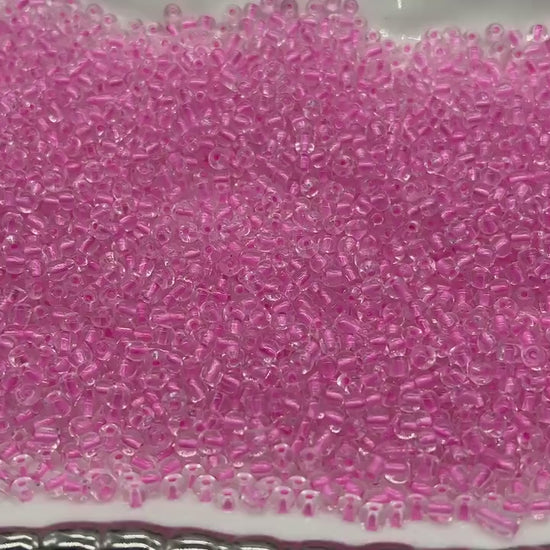 GLOW Glass Beads, 4mm 6/0 Glass Beads, Glow in Dark Transparent Beads with Pink Lining Beads, Rocailles Beads, Beading Supplies #2497