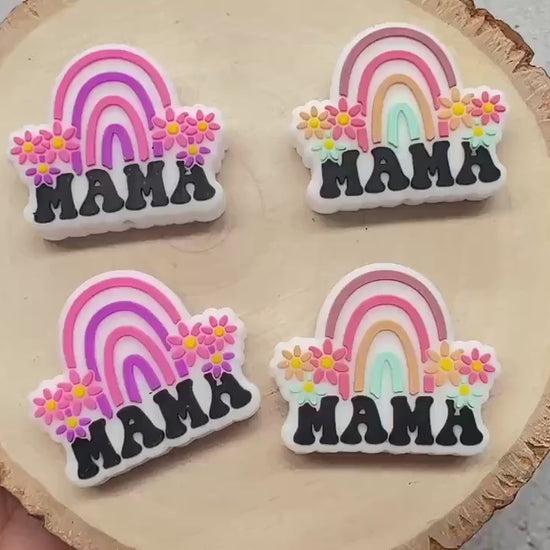 Mama Focal Beads, Rainbow Mama Silicone Beads, Silicone Chunky Beads, Silicone Loose Beads, Focal Beads
