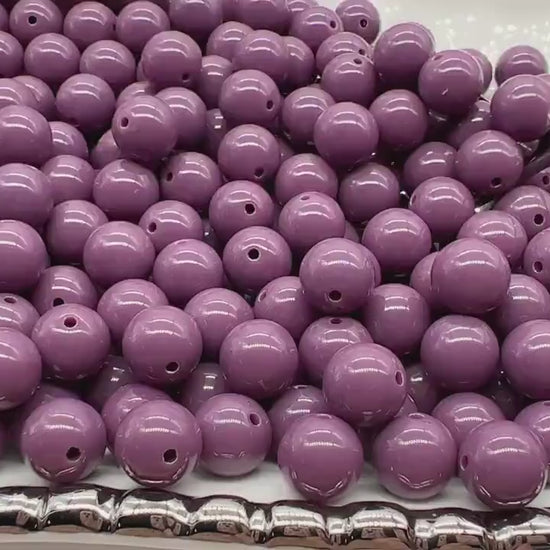 12mm Plum Gumball Beads, Round Acrylic Loose Beads, Bubblegum Beads, Chunky Beads, Gumball Beads, Smooth Plastic Round Beads #2502