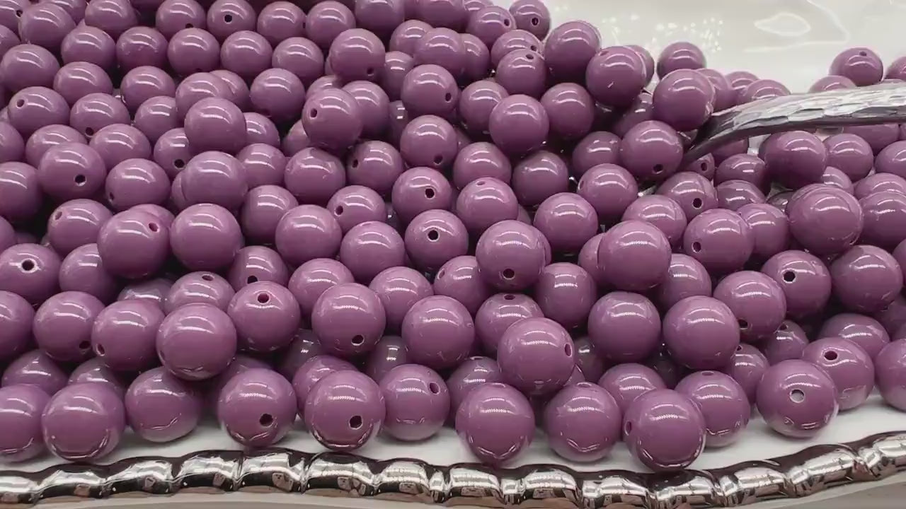 12mm Plum Gumball Beads, Round Acrylic Loose Beads, Bubblegum Beads, Chunky Beads, Gumball Beads, Smooth Plastic Round Beads #2502