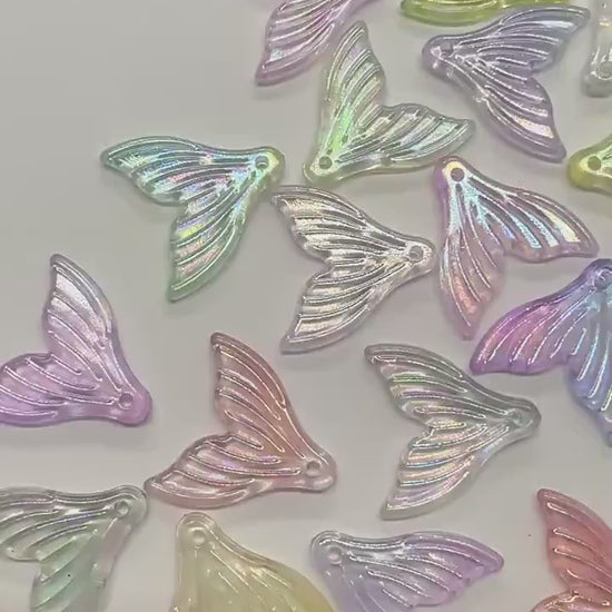 Mermaid tail acrylic bead with AB finish – ocean-inspired craft bead
