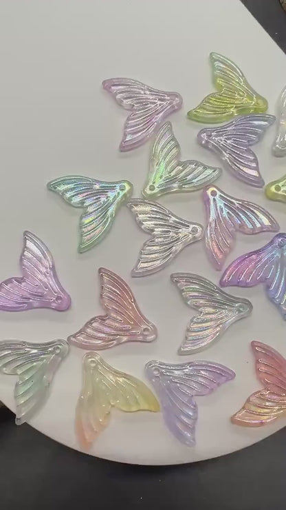 Mermaid tail acrylic bead with AB finish – ocean-inspired craft bead