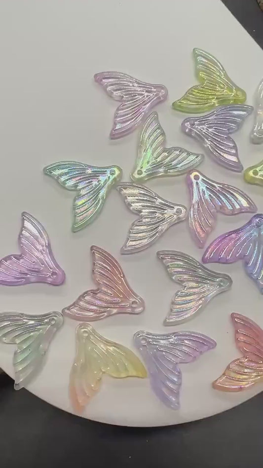 Mermaid tail acrylic bead with AB finish – ocean-inspired craft bead