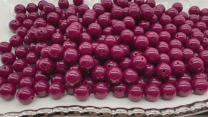 12mm Dark Ruby Pink Gumball Beads, Round Acrylic Loose Beads, Bubblegum Beads, Chunky Beads, Gumball Beads, Smooth Plastic Round Beads #2505