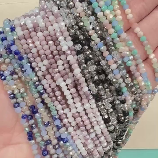 3mm Faceted Glass Seed Beads Full Strand, Mixed Colors for Jewelry Making, Bracelet Beads & Craft Supplies