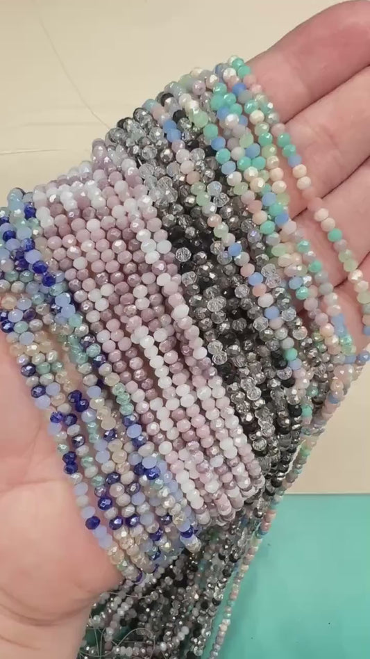 3mm Faceted Glass Seed Beads Full Strand, Mixed Colors for Jewelry Making, Bracelet Beads & Craft Supplies