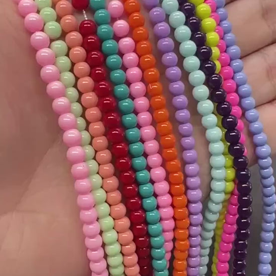 4mm Glass Beads, Round Glass Beads, Jewelry Glass Beads, Bracelet Beads