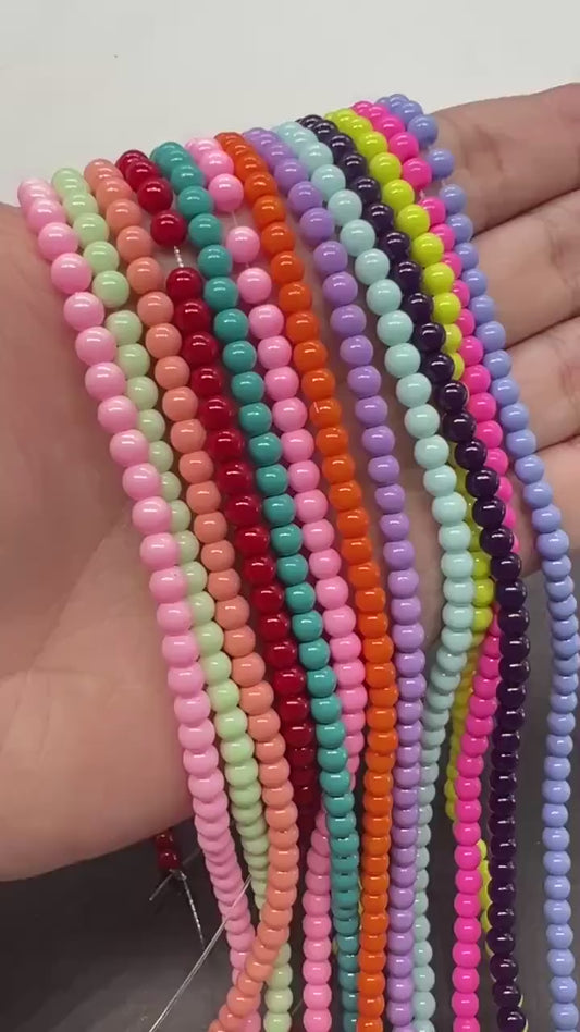 4mm Glass Beads, Round Glass Beads, Jewelry Glass Beads, Bracelet Beads
