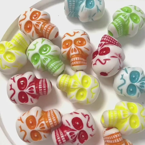 Mixed Color Skull Beads, Halloween Statement Beads, Large Spooky Beads for Jewelry Making #4039