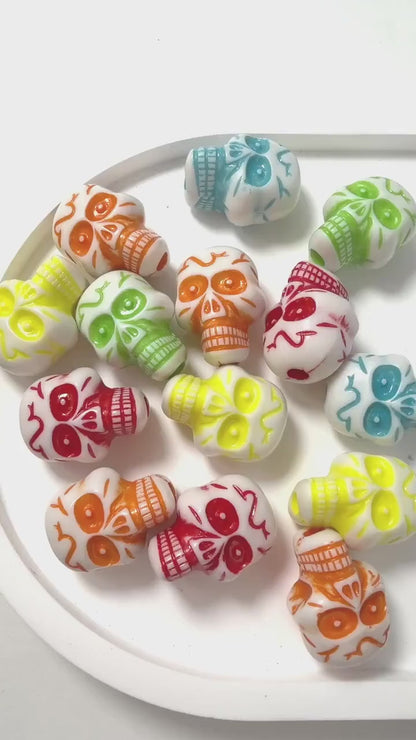 Mixed Color Skull Beads, Halloween Statement Beads, Large Spooky Beads for Jewelry Making #4039