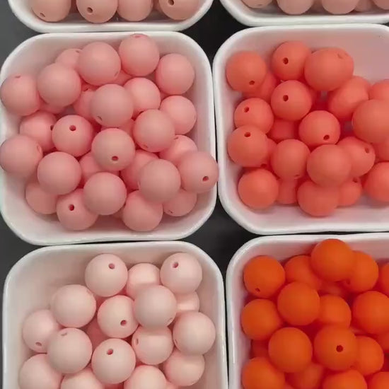 15mm Orange & Peach Silicone Beads for Bracelets, Soft Round DIY Jewelry Beads, Keychain Craft Supplies