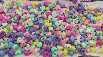 Pastel Heart Beads, Plastic Heart Beads, Heart Beads with Large Holes, Chunky Heart Beads, Beads for Necklaces Bracelets