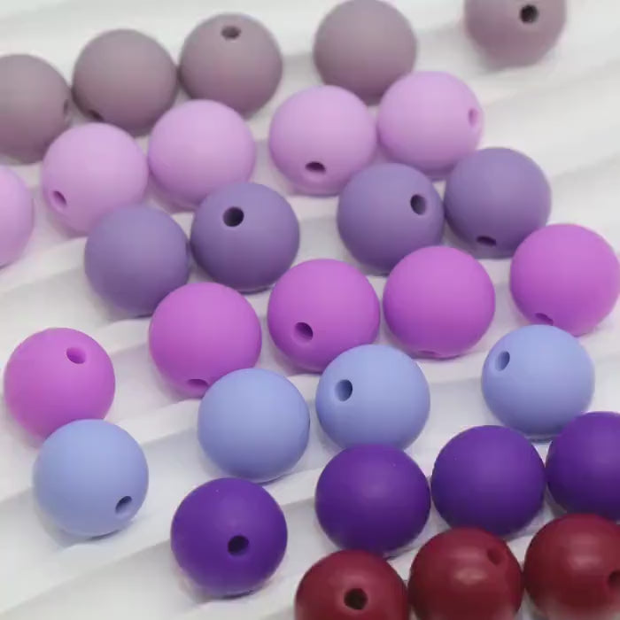 12mm Purple Silicone Beads, Round Bubblegum Beads for Bracelets, Beads for Pens, Non-Toxic Food Grade, Craft Supplies, Gift for Her