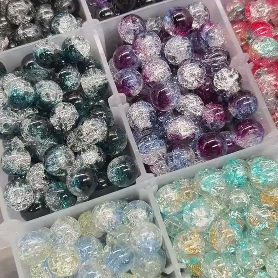 10mm Crackled Glass Beads, Cracked Beads for Jewelry Making, Boho Crafts, DIY Bracelets & Necklaces