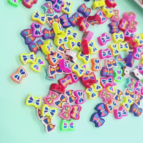 Butterfly Polymer Clay Beads, Jewelry Making Supplies, Colorful Butterfly Beads for Bracelets Necklaces, DIY Beading Crafts #921