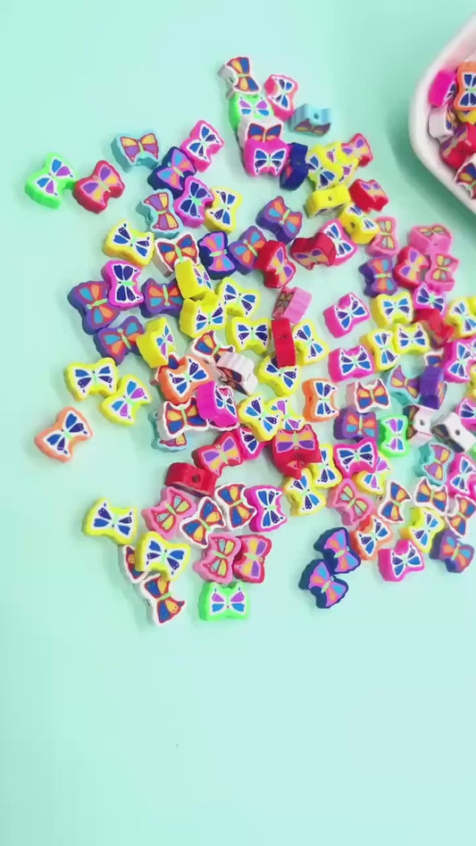 Butterfly Polymer Clay Beads, Jewelry Making Supplies, Colorful Butterfly Beads for Bracelets Necklaces, DIY Beading Crafts #921