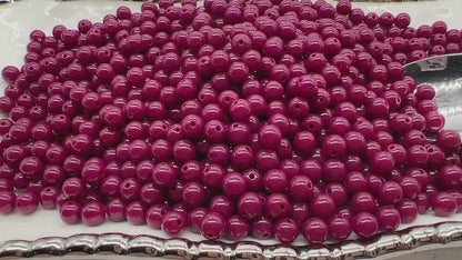 8mm Dark Ruby Pink Gumball Beads, Round Acrylic Loose Beads, Bubblegum Beads, Chunky Beads, Smooth Plastic Round Beads #2503