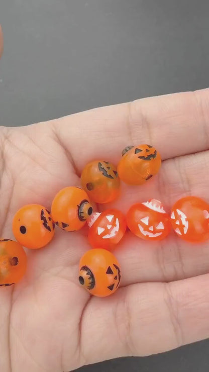 Pumpkin Beads, Jack O Lantern  Beads, Halloween Beads for Jewelry Making