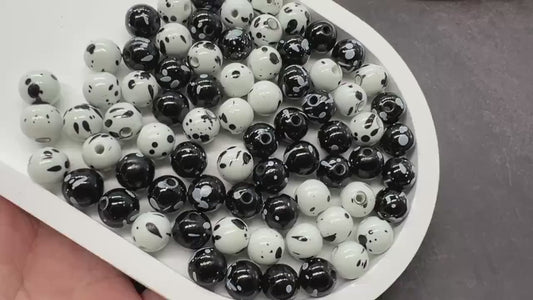 10mm Splatter Beads, Chunky Bubblegum Beads for Jewelry Making, DIY Bead Supplies, Craft Beads for Bracelets, Necklaces