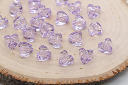 Transparent Acrylic Heart Beads, Plastic Heart Shape Beads, Vertical Hole Hearts #2845