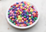 multicolor 7 mm round acrylic number beads, mixed set; white with color numbers
