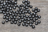 black 7 mm round acrylic number beads with white numbers; black beads with white numbers