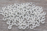 7 mm flat round glow-in-the-dark acrylic number beads; glowing number beads
