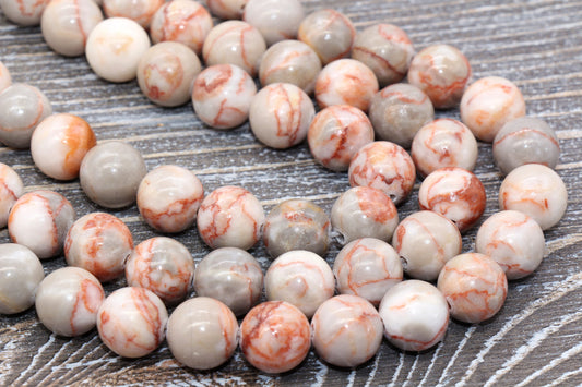Natural Red Spot Stone Beads, Natural Gemstone Smooth Round Beads, Sizes 4mm 6mm 8mm 10mm 12mm, Full Strand 15.5 inch, #71
