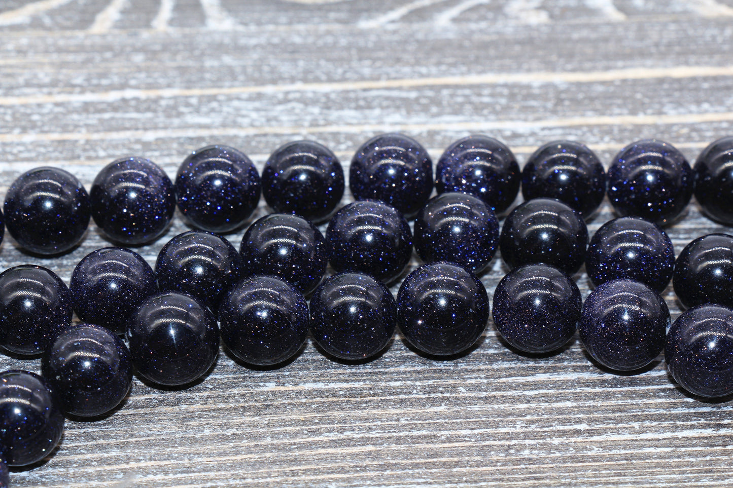 Blue Sand Beads, Synthetic Gemstone Beads, Smooth Round Beads, Sizes 6mm 8mm 10mm 12mm, Full Strand Beads 15.5 inch, #77