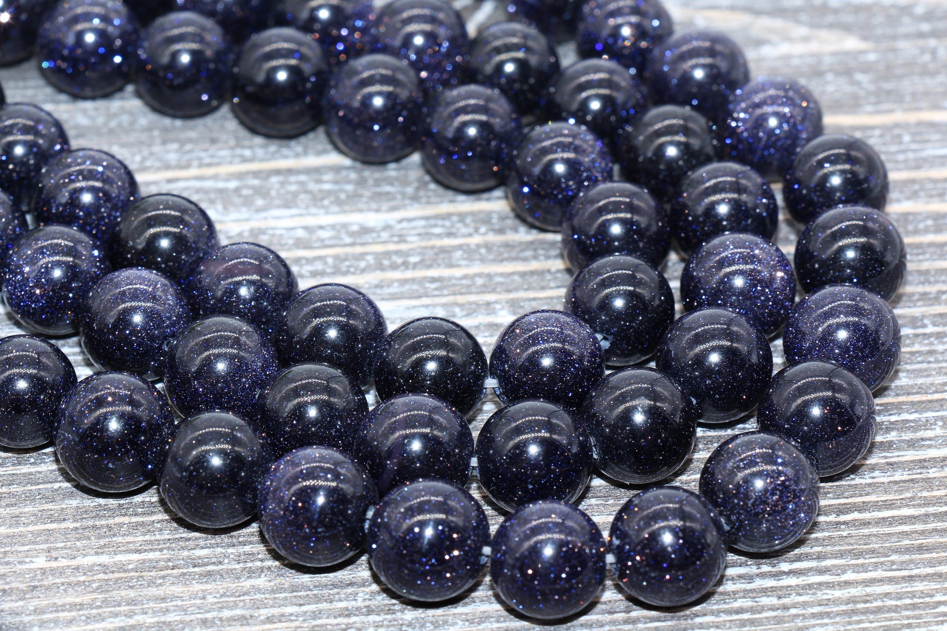 Blue Sand Beads, Synthetic Gemstone Beads, Smooth Round Beads, Sizes 6mm 8mm 10mm 12mm, Full Strand Beads 15.5 inch, #77