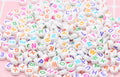 7mm White with Multicolor Acrylic Letter Beads