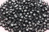 Black Alphabet Letter Beads, Acrylic Black and White Letter Beads, Round Acrylic Beads, ABC Letter Beads, 7mm #25