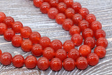 Red Agate Beads, Natural Gemstone Round Beads, Sizes 6mm 8mm 10mm 12mm, Full Strand 15.5 inch, #35