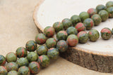 Unakite Beads, Natural Gemstone Round Beads, Sizes 4mm 6mm 8mm 10mm 12mm, Full Strand Stone Beads 15.5" #17