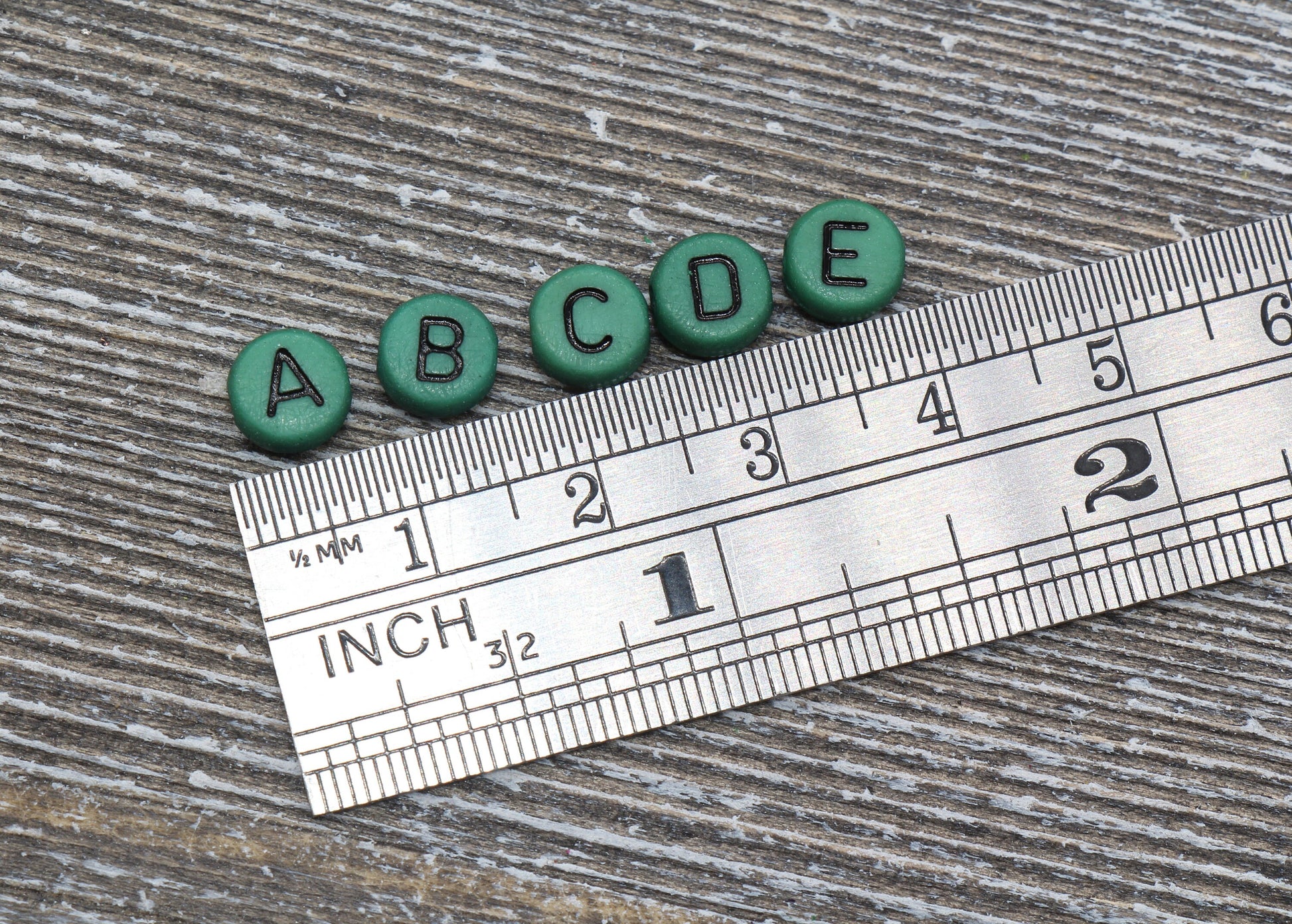 Dark Green Alphabet Letter Beads, Acrylic Green and Black Letters Beads, Round Acrylic Beads, ABC Letter Beads, Name Beads 7mm #35